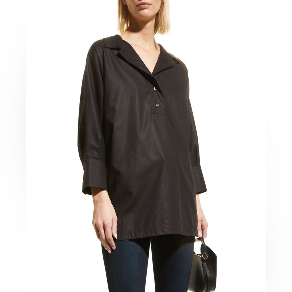 Harshman AVISA COLLARED POPOVER TUNIC IN BLACK Sz XS